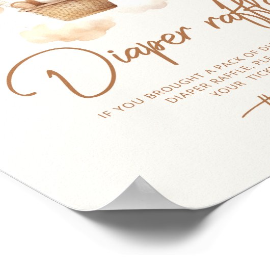 Poster Boho Teddy ours diaper tombole (Coin)