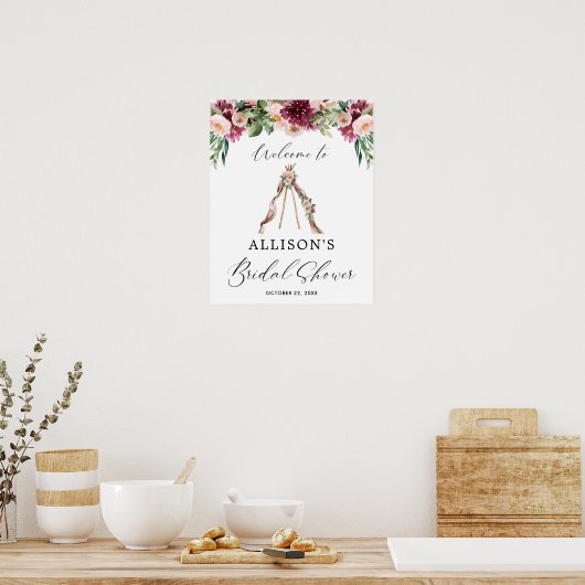 Poster Boho teepee fleuri signe de bienvenue (Cuisine)