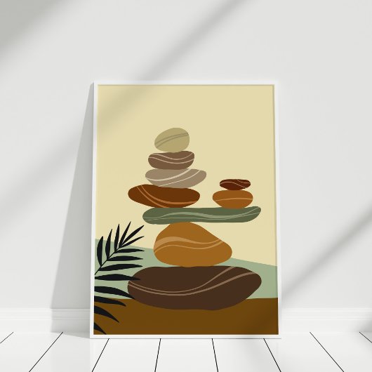 Poster Boho Terracotta Abstrait Zen Stones