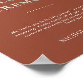 Poster Boho Terracotta Burnt Orange Mariage non branché (Coin)