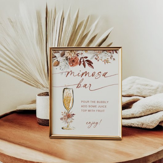Poster Boho Terracotta Mimosa Bar Floral
