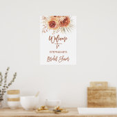 Poster Boho Terracotta Orange Brûlé Floral Mariage Accuei (Cuisine)