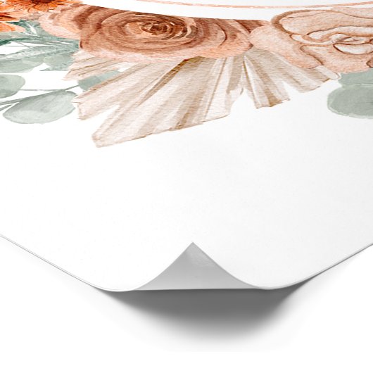 Poster Boho Terracotta Pampas Herbe (Coin)