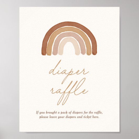 Poster Boho Terracotta Rainbow Baby shower Déchets Raffle (Devant)