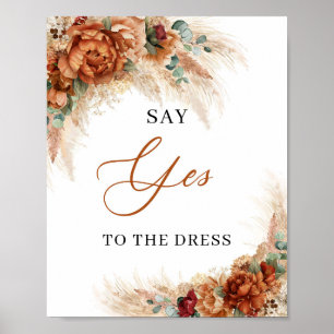 Poster Boho terre cuite bordeaux Say Yes to the Dress