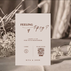Poster Boho thème Venmo Astuce Votre barman Mariage Signa