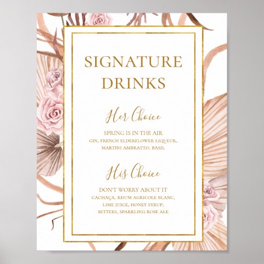 Poster Boho Tropical Botanical | Boissons Signature (Devant)