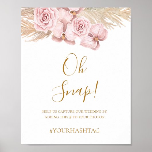 Poster Boho Tropical Botanical | Oh Snap Wedding Hashtag (Devant)