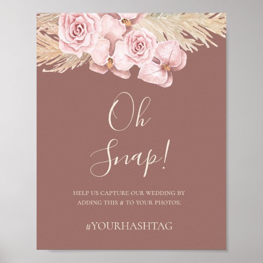 Poster Boho Tropical Botanique Rose Poussiéreuse Oh Snap (Devant)