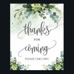 Poster Boho verdoyant merci pour le signe d'arrivée<br><div class="desc">Boho vert succulent merci pour le signe,  Baby shower,  Fête des mariées,  Mariage,  Contactez-moi pour les articles correspondants ou pour la personnalisation,  Roses blush ©</div>