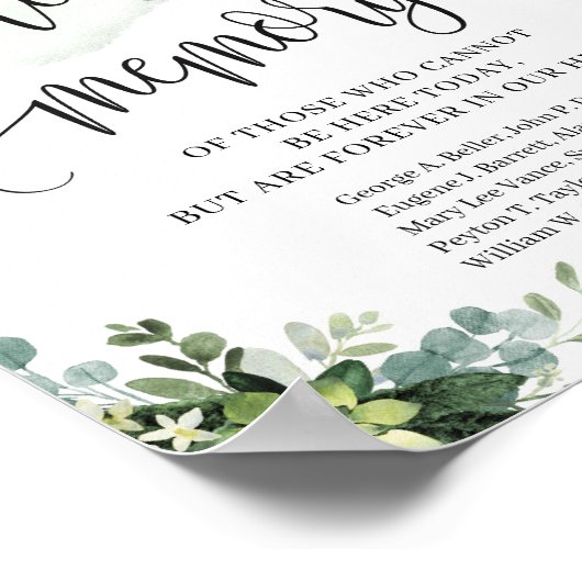 Poster Boho verdoyant succulent en signe de mémoire d'amo (Coin)