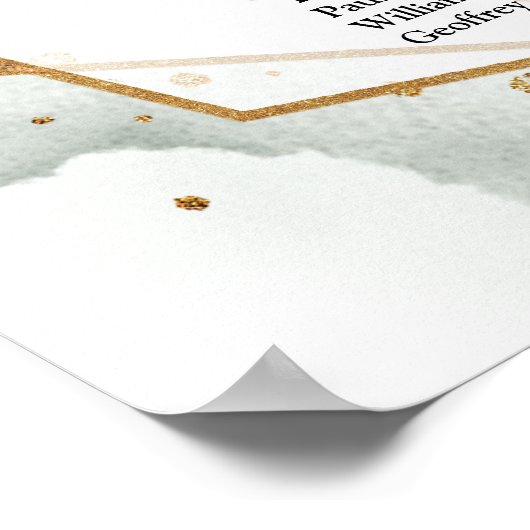 Poster Boho verdure eucalyptus feuillage doré tables (Coin)