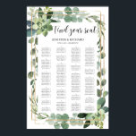 Poster Boho verdure succulent floral or géométrique<br><div class="desc">Boho vert succulent floral or géométrique Seating Chart,  Contactez-moi pour les articles correspondants ou pour la personnalisation,  Blush Roses ©</div>
