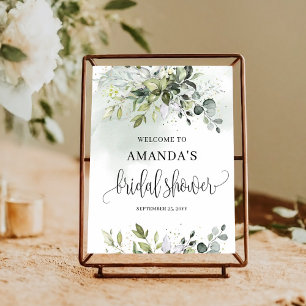 Poster Boho vert douche nuptiale signe de bienvenue