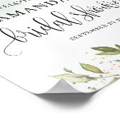 Poster Boho vert douche nuptiale signe de bienvenue (Coin)