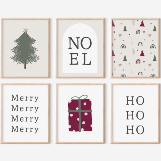 Poster Boho vert et or Arbre de Noël imprimé