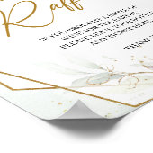 Poster Boho vert floral brun cadre or Vin Raffle (Coin)