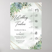 Poster Boho vert poussiéreux succulentes mariage doré Tim (Devant)
