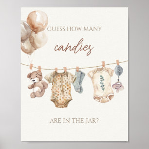 Poster Boho Vêtements Bébé Devant Combien De Candies