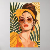 Poster Boho Vintage Feminine Summer Portrait Art (Devant)