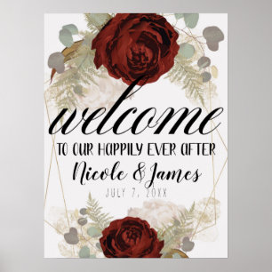 Poster Boho Vintage Glam Botanique Floral Bienvenue Maria