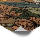 Poster Boho Visage Soleil Lune Montagnes Oiseaux (Coin)