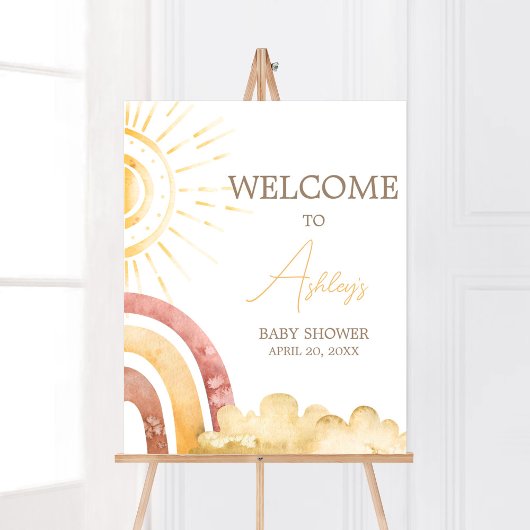 Poster Boho voici le Baby shower Son Bienvenue