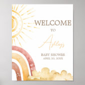 Poster Boho voici le Baby shower Son Bienvenue (Devant)