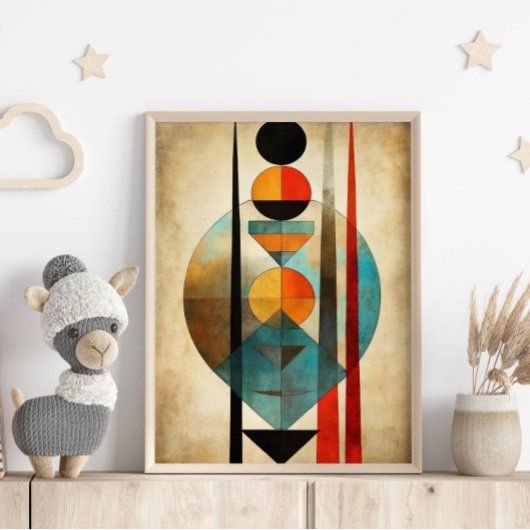Poster Boho Wall Art Abstrait ancien moderne neutre