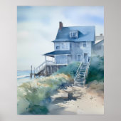 Poster Boho Watercolor Beach House Art (Devant)