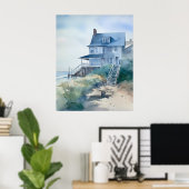 Poster Boho Watercolor Beach House Art (Bureau à domicile)