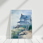 Poster Boho Watercolor Beach House Art<br><div class="desc">Poster d'art Boho Watercolor Beach House</div>