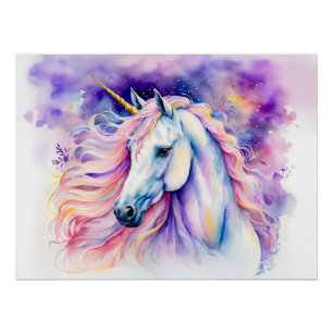 Poster Boho Watercolor Elegant Unicorn