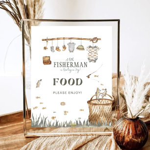 Poster Boho Watercolor Fishing Baby shower alimentaire