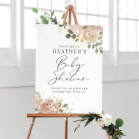 Boho Watercolor Mauve Baby shower de fleurs de pêc