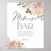 Poster Boho Watercolor Mauve Peach Flowers Mimosa Bar (Devant)