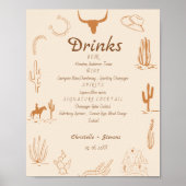 Poster Boho Western mariage bar menu, boisson mariage Pos (Devant)