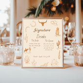Poster Boho Western mariage bar menu, boisson mariage Pos