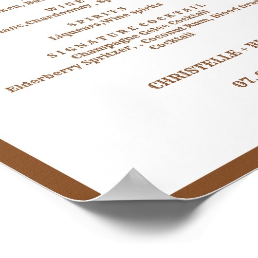 Poster Boho Western mariage menu bar, boisson mariage (Coin)