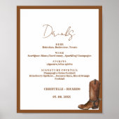 Poster Boho Western mariage menu bar, boisson mariage (Devant)