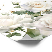 Poster Boho White Roses Floral Garden Baby shower accueil (Coin)