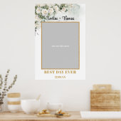 Poster Boho White Roses Greenery mariage photo (Cuisine)