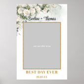 Poster Boho White Roses Greenery mariage photo (Devant)