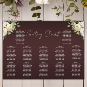 Poster Boho White Roses sur la carte de siège Mariage Bou