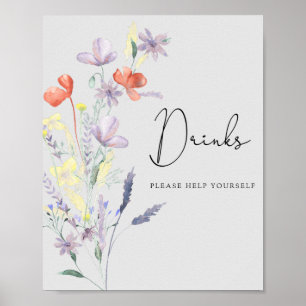 Poster Boho Wildflowers - Boissons, servez-vous