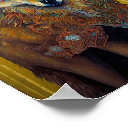 Poster Boho Wolf Surreal Wildlife Art (Coin)