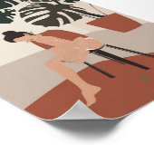 Poster Boho Woman et Monstera Plantes Mode d'été (Coin)