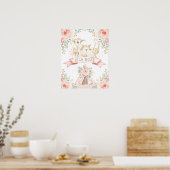Poster Boho Woodland Animal Blush Floral Monogram Nursery (Cuisine)
