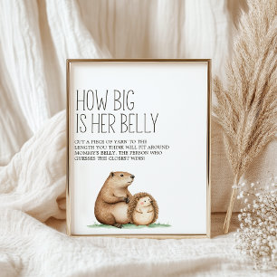 Poster Boho Woodland Animaux Baby shower Belly Jeu