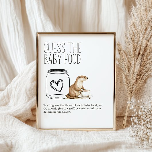 Poster Boho Woodland Animaux Douche Guess Baby Food Sign